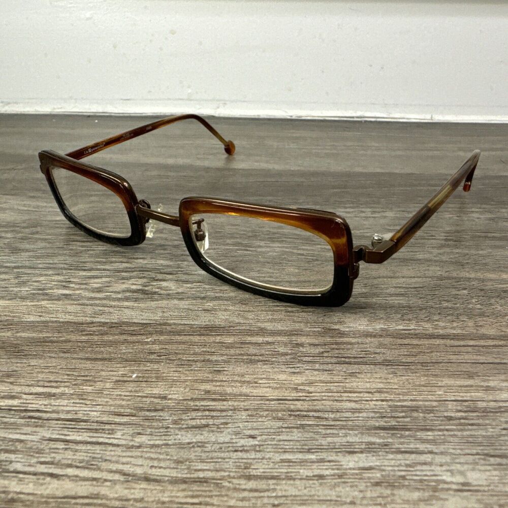Vintage L.A. Eyeworks Eyeglasses Titanium One Pair Say 943 Rectangle Brown Black